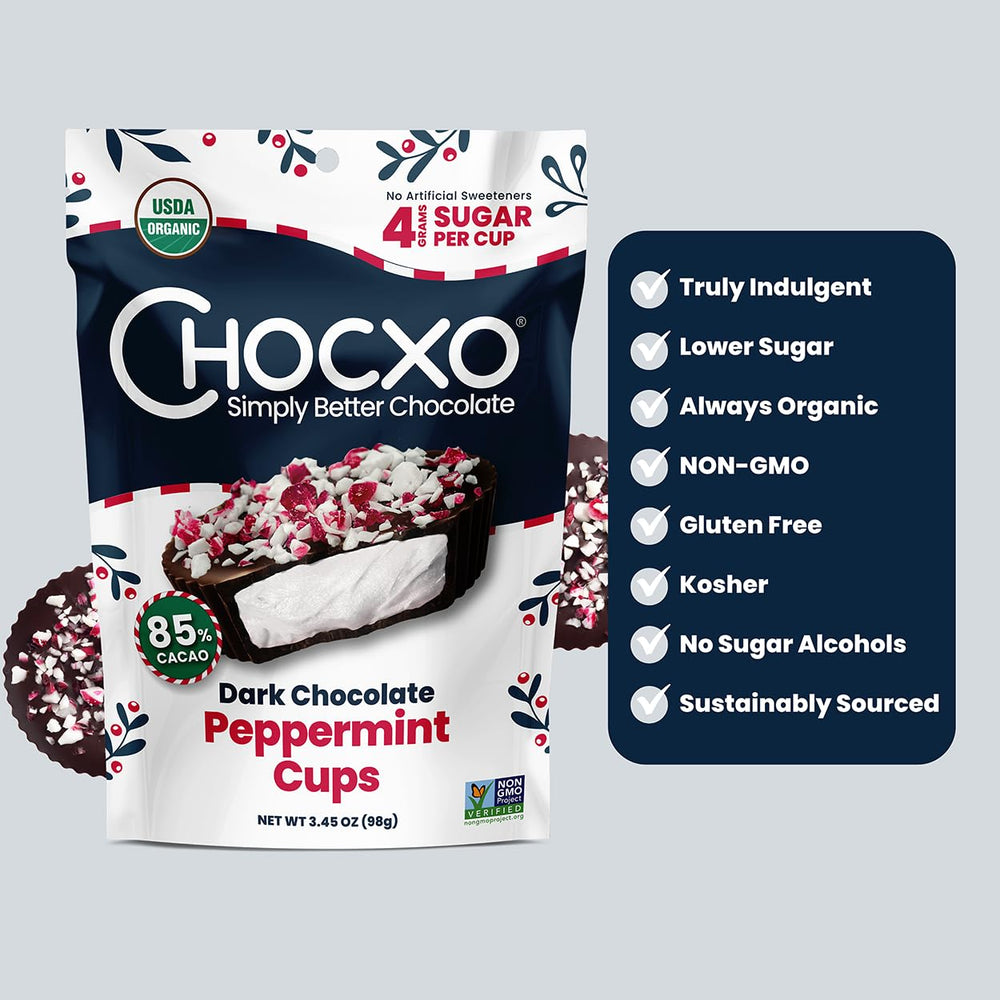 Box of 42 ChocXO peppermint cups ready to share.
