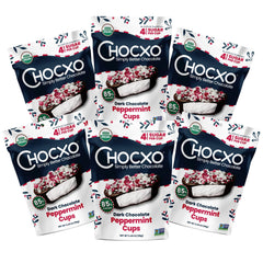 ChocXO peppermint cups packaging shown, ideal for gifting.