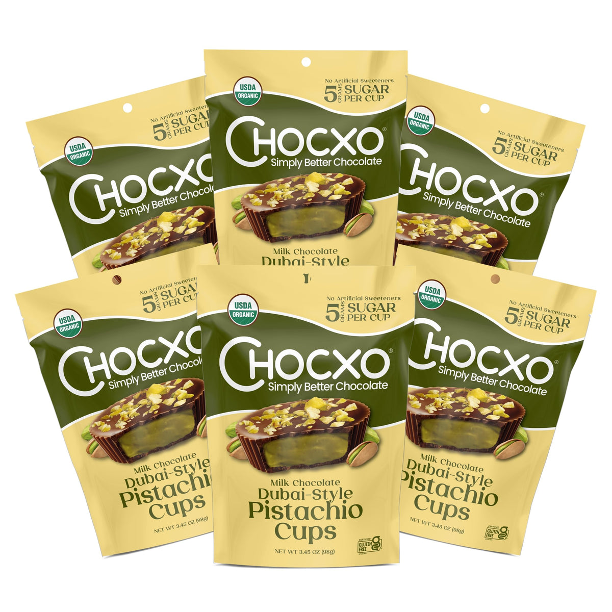 ChocXO Dubai Pistachio Cups packaging, ideal for gifting and sharing.