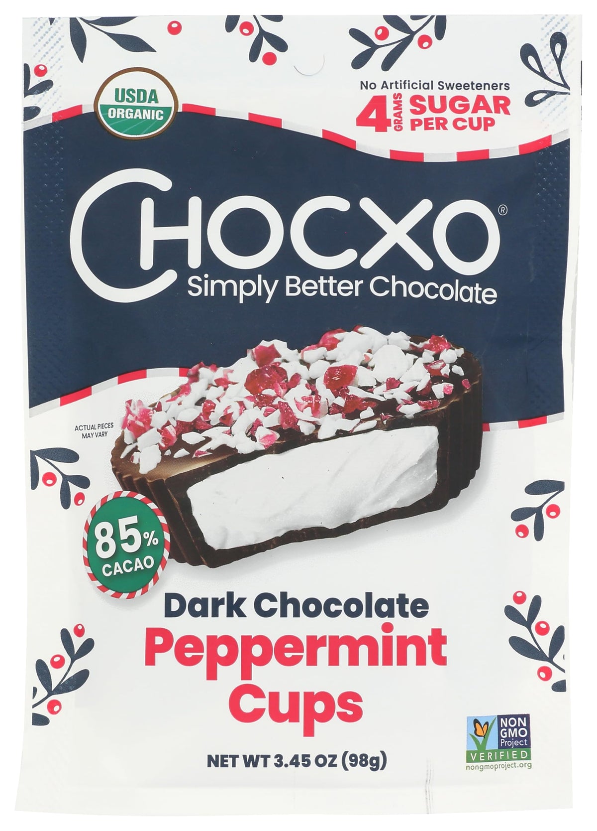 ChocXO Organic Peppermint Snap in package, ideal for gifting.