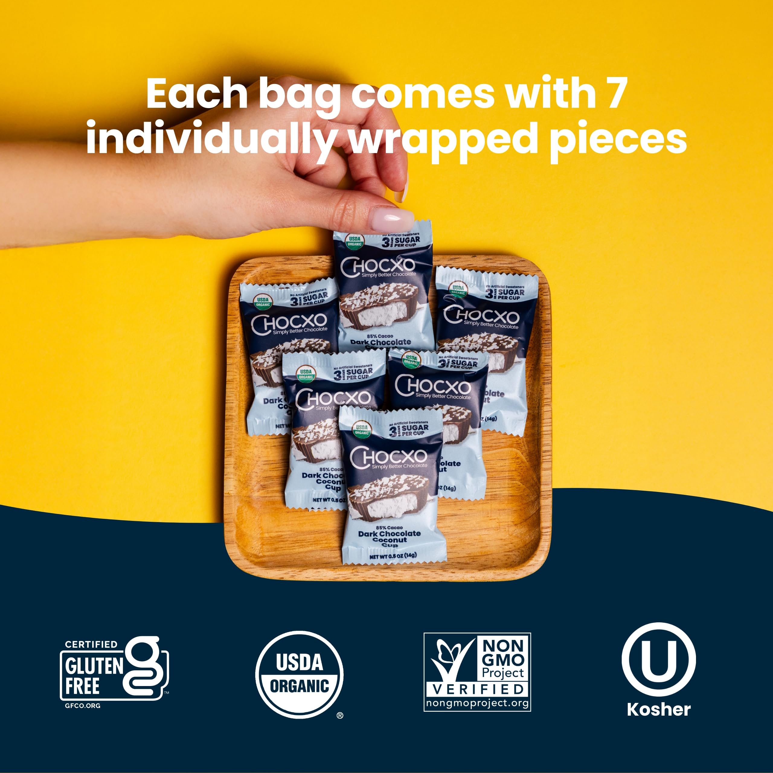ChocXO organic ingredients label highlights USDA Organic certification.