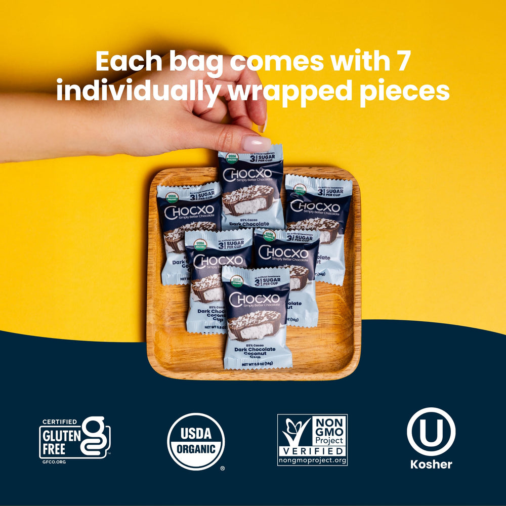 ChocXO organic ingredients label highlights USDA Organic certification.