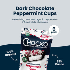 Peppermint candy cane pieces visible in ChocXO cups.