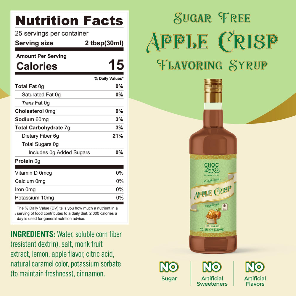 Pouring ChocZero Apple Crisp syrup to sweeten coffee with zero added sugar.