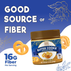 ChocZero Butter Cookie Spread in a glass jar highlighting clean ingredients and gluten-free