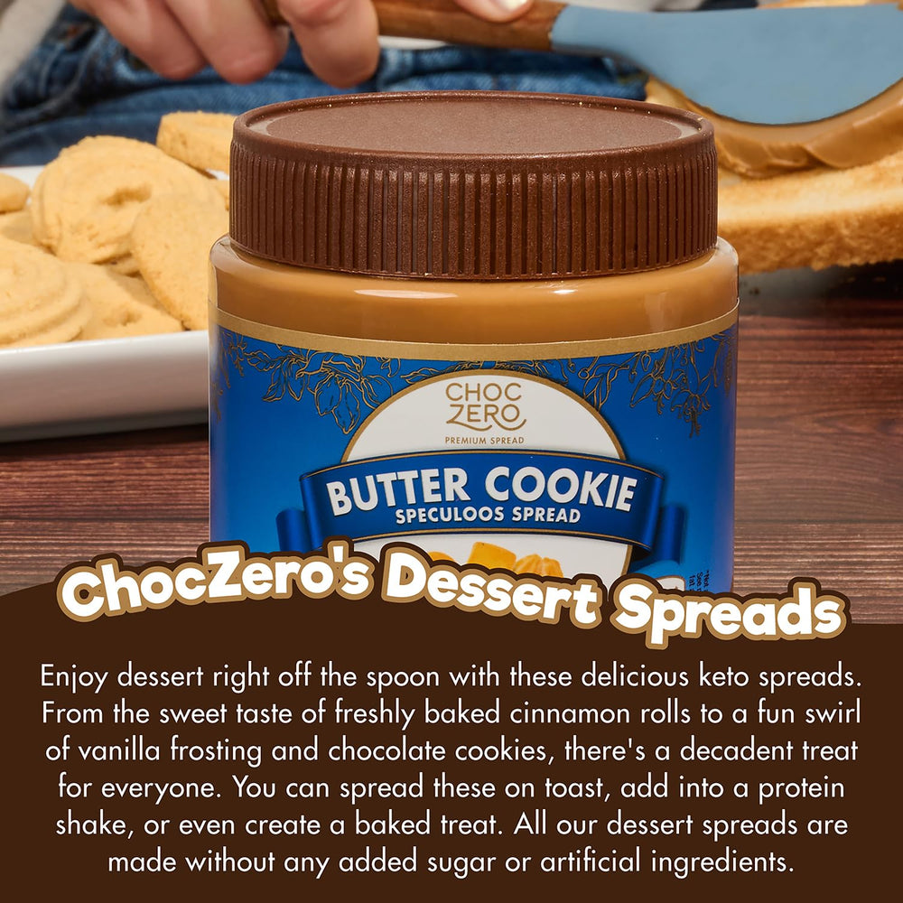 ChocZero Butter Cookie Spread on a spoon ready to enjoy