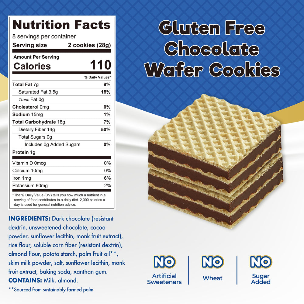 ChocZero chocolate creme wafer close-up emphasizes smooth texture and flavor.