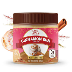 ChocZero Cinnamon Bun Spread jar front, perfect for keto breakfasts.
