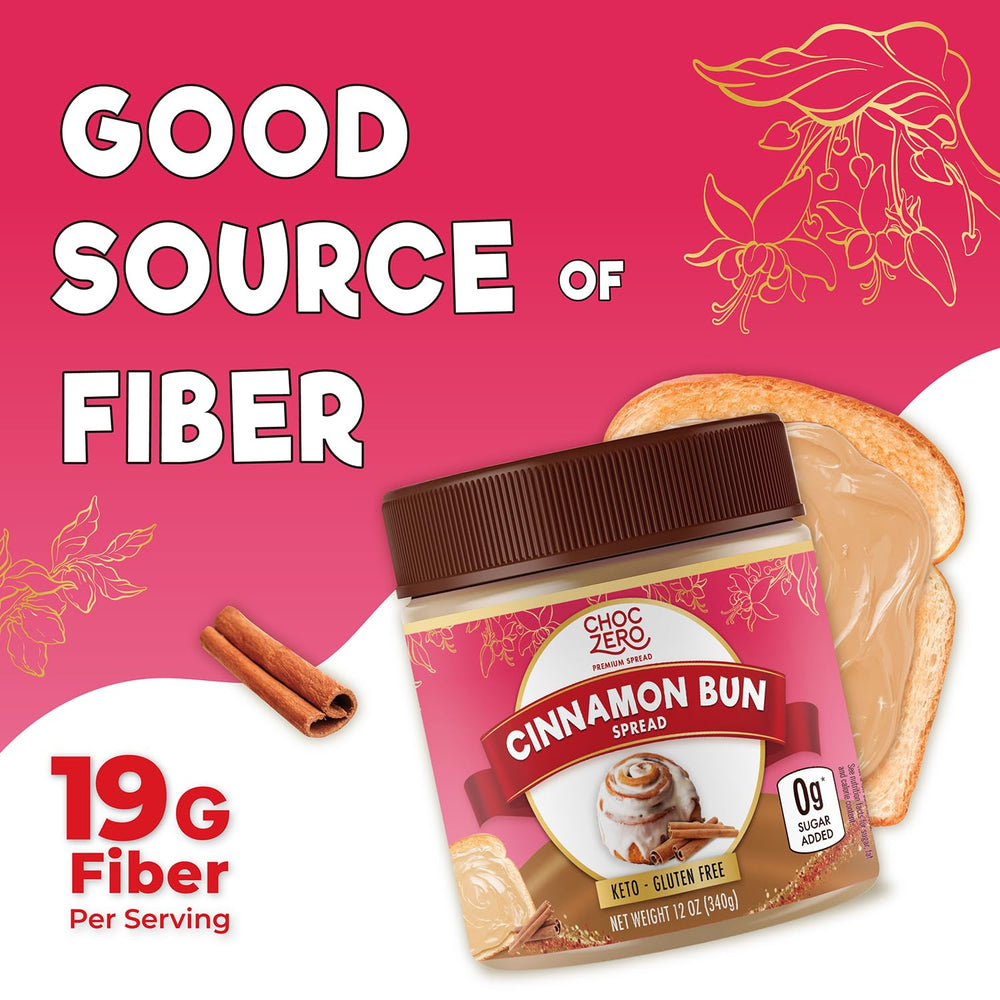 ChocZero Cinnamon Bun Spread on oats, adds sweetness without sugar.