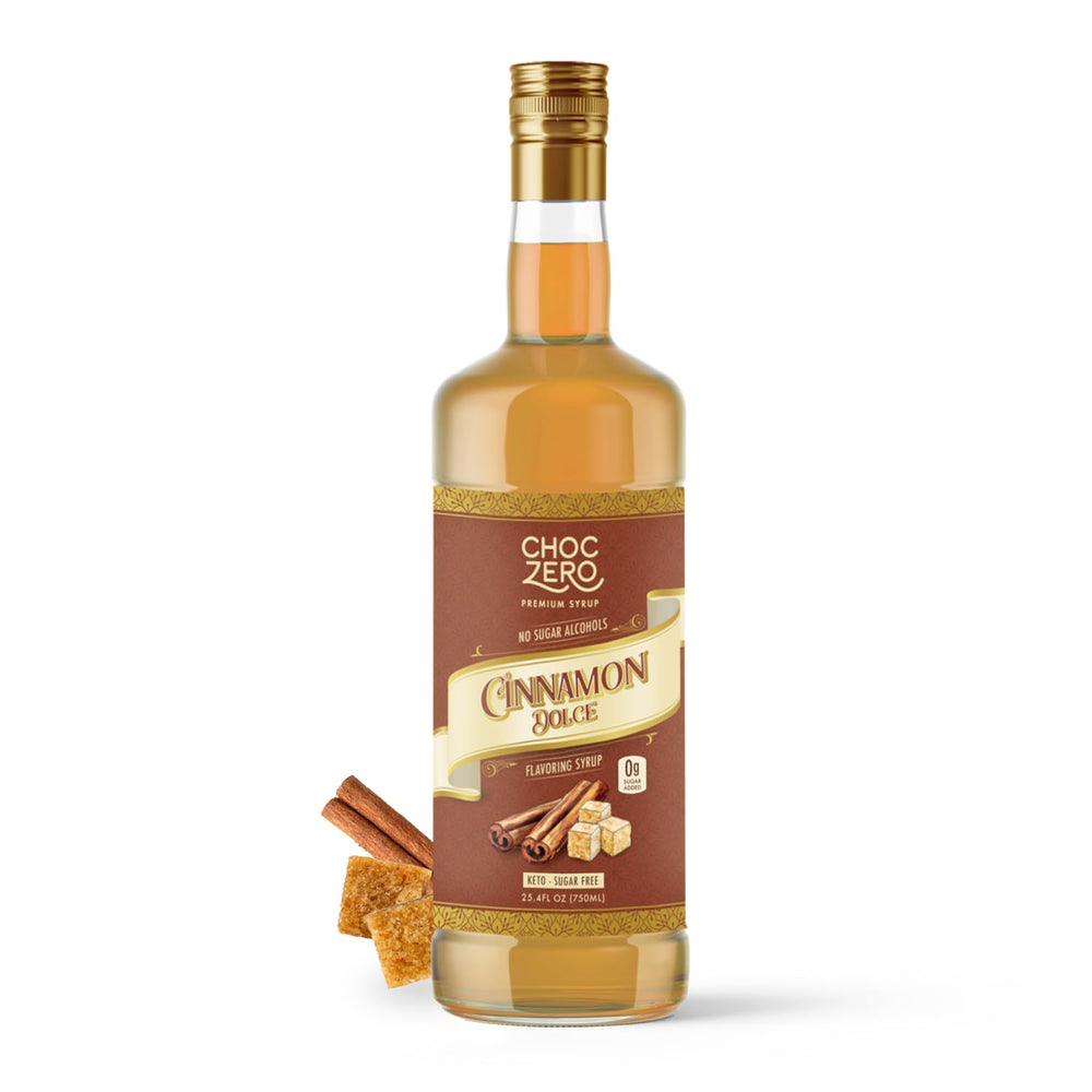 ChocZero Cinnamon Dolce Syrup bottle for sugar-free flavor in beverages