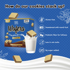 ChocZero crisp wafer texture close-up highlights a light, crunchy bite.