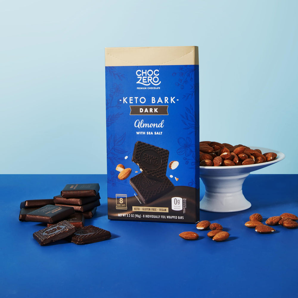 ChocZero bark packaged box communicates value for keto shoppers.