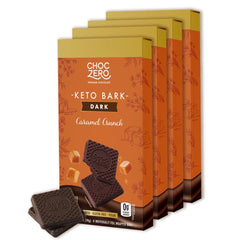 ChocZero dark chocolate caramel crunch bark package front—keto-friendly snack.