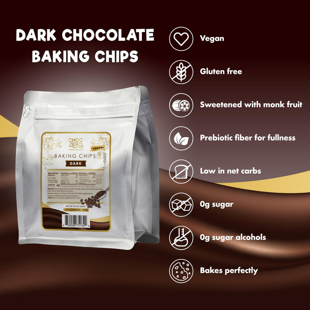 ChocZero Dark Chocolate Chips melting into ganache with a silky finish.