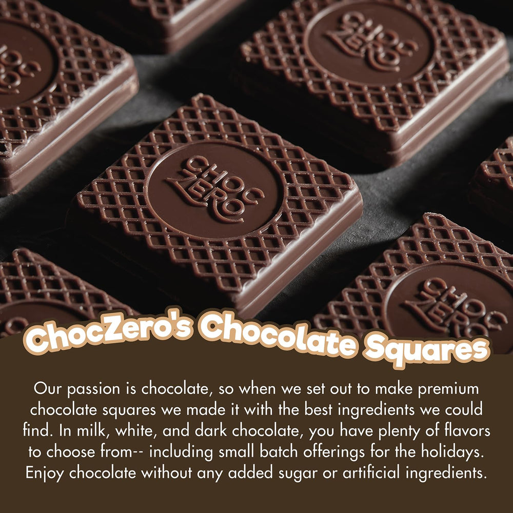 ChocZero Dark Chocolate Orange Squares 4-count box sits ready for on-the-go cravings