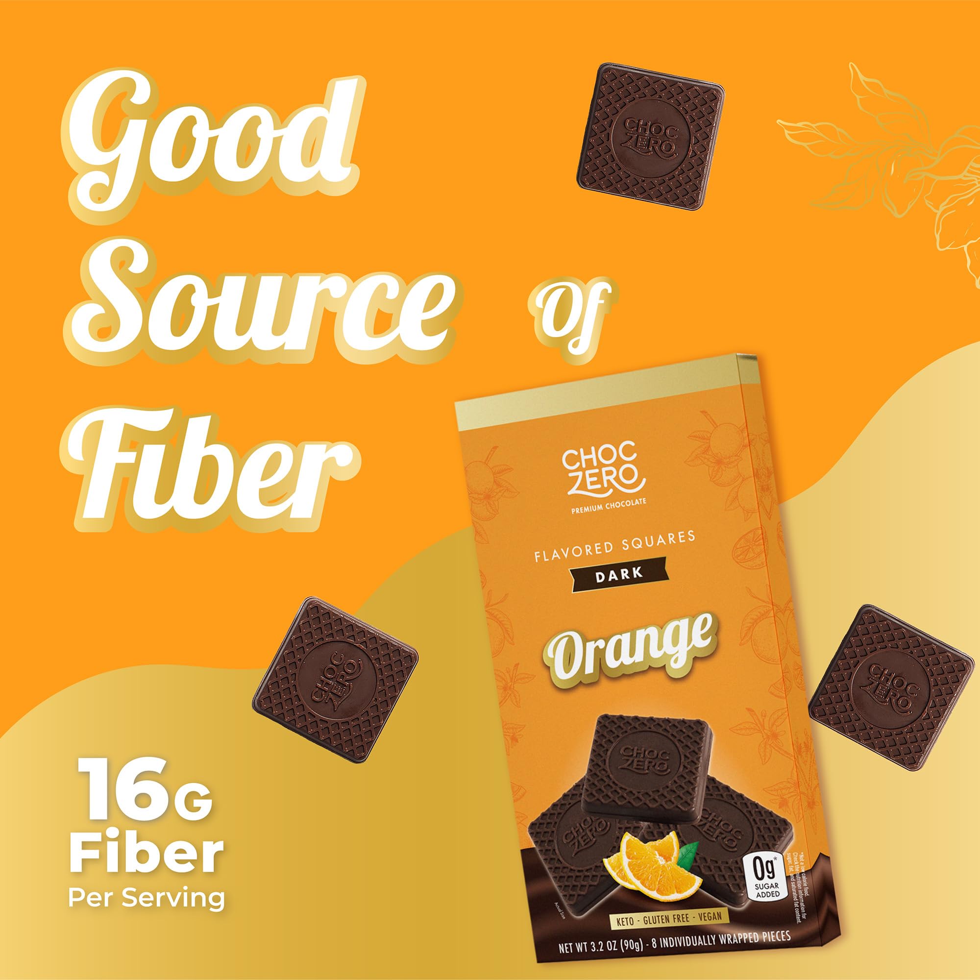 ChocZero Dark Chocolate Orange Squares on keto-friendly snack board