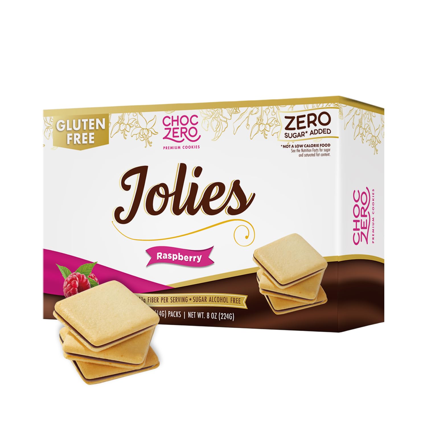 ChocZero Raspberry Jolies box and cookies for keto-friendly snacking