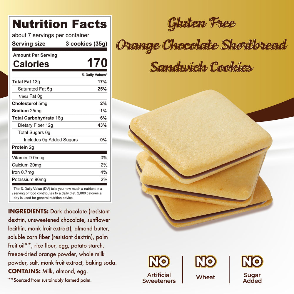 ChocZero Dark Orange Jolies cookie close-up with orange filling