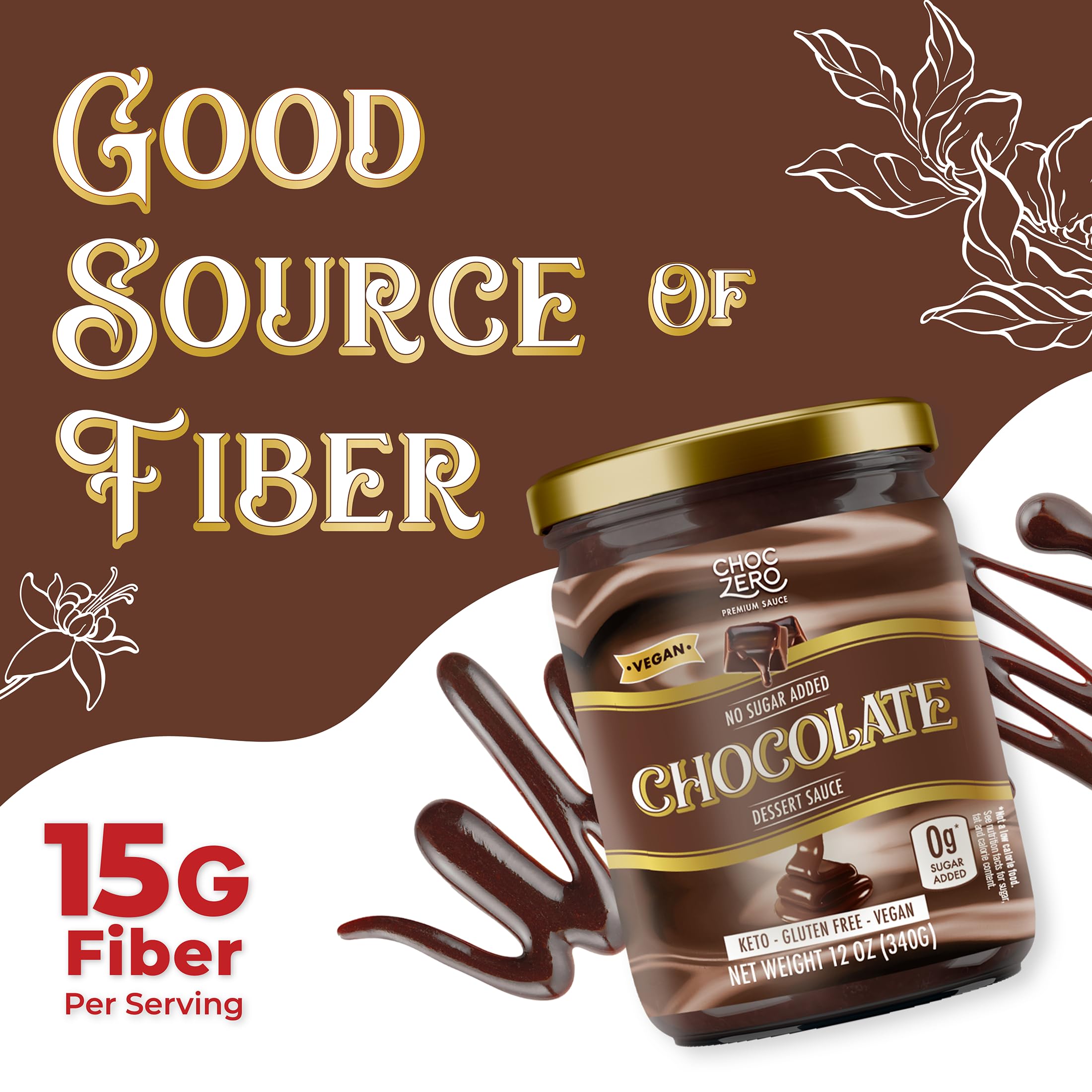 ChocZero gluten-free dessert topping on brownies, flavorful add-on for gluten-free diets.