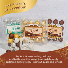 ChocZero gold-wrapped gift box close-up highlighting premium presentation.