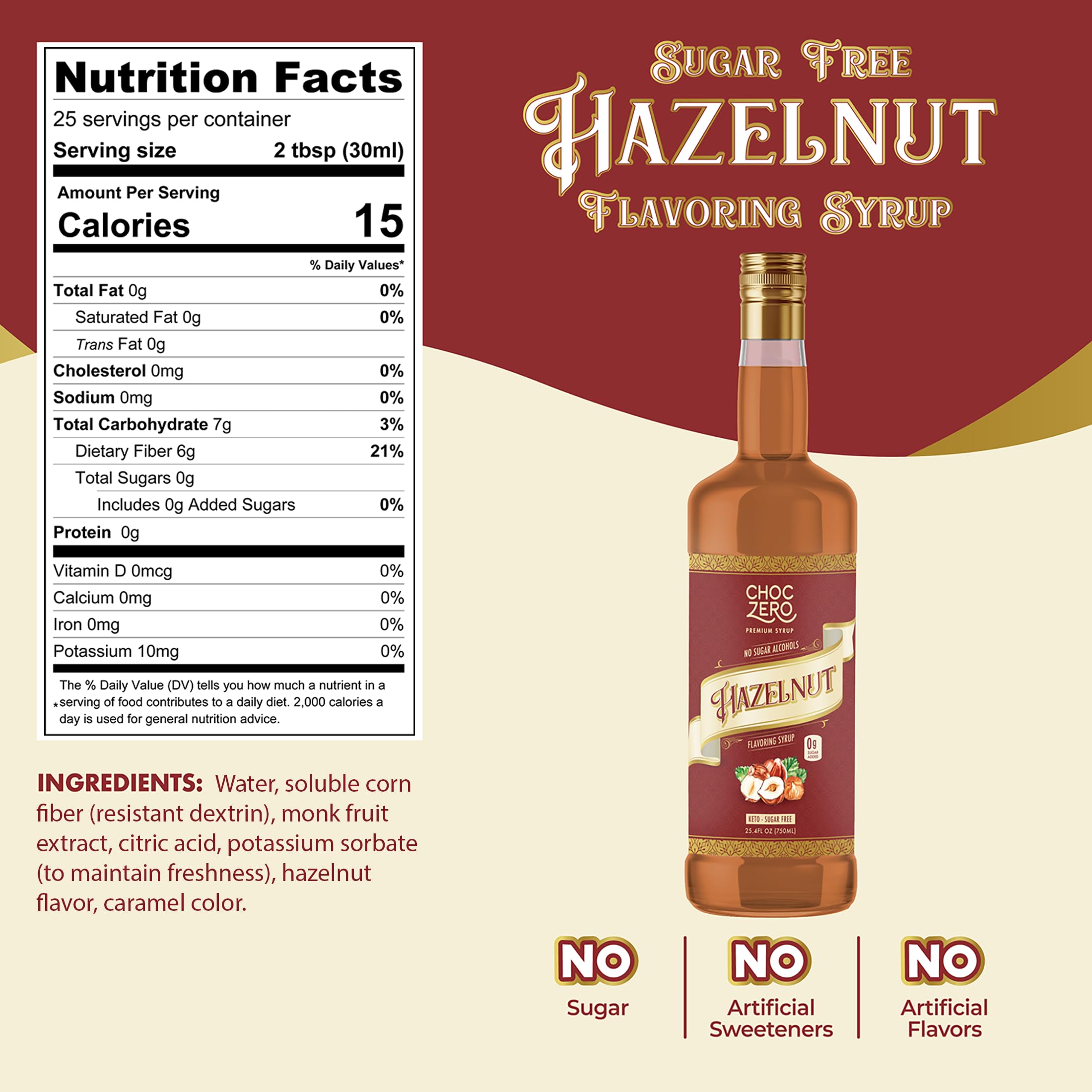 ChocZero hazelnut syrup coffee latte showcases keto-friendly sweetness without added sugar