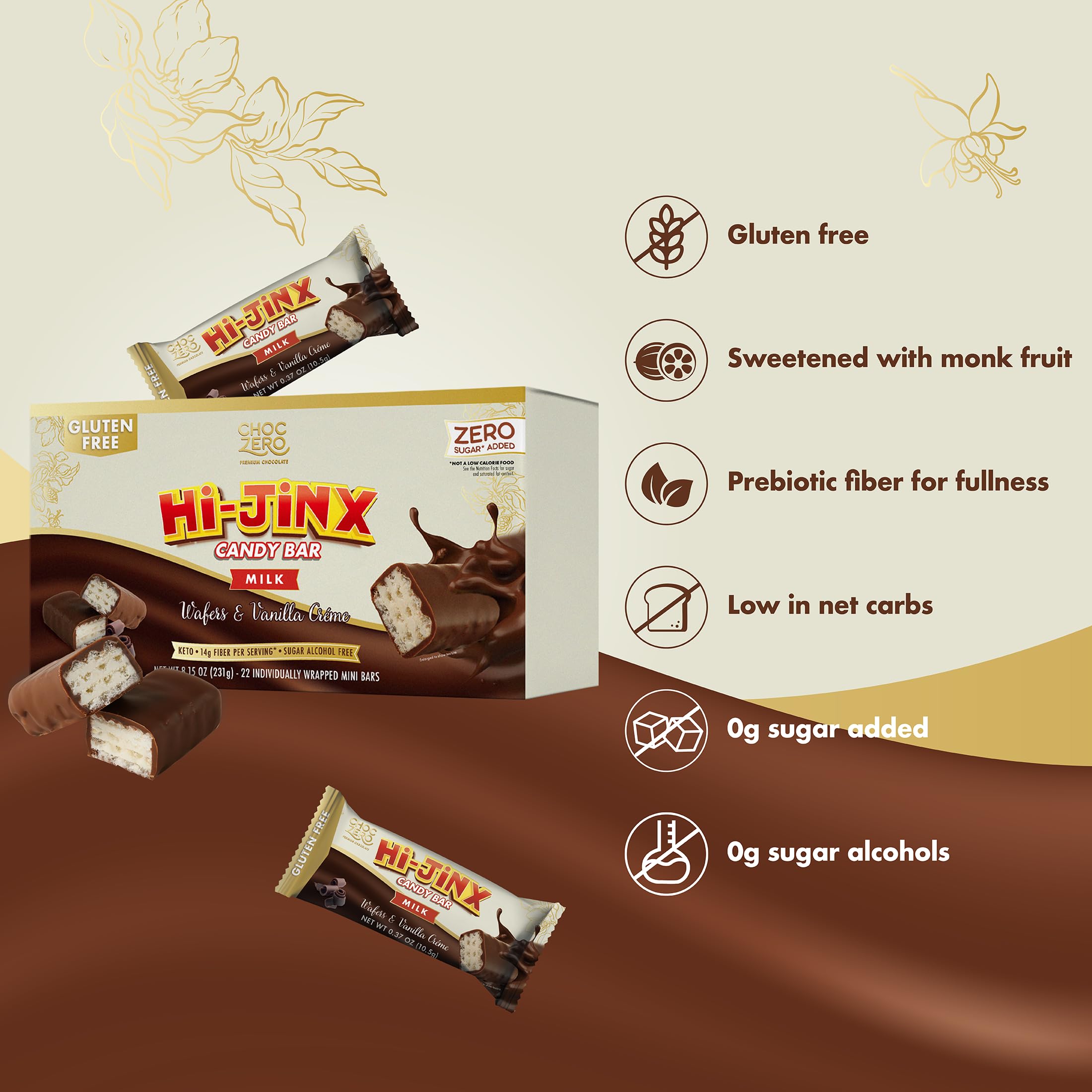 ChocZero Hi-Jinx keto-friendly snack with low net carbs per serving