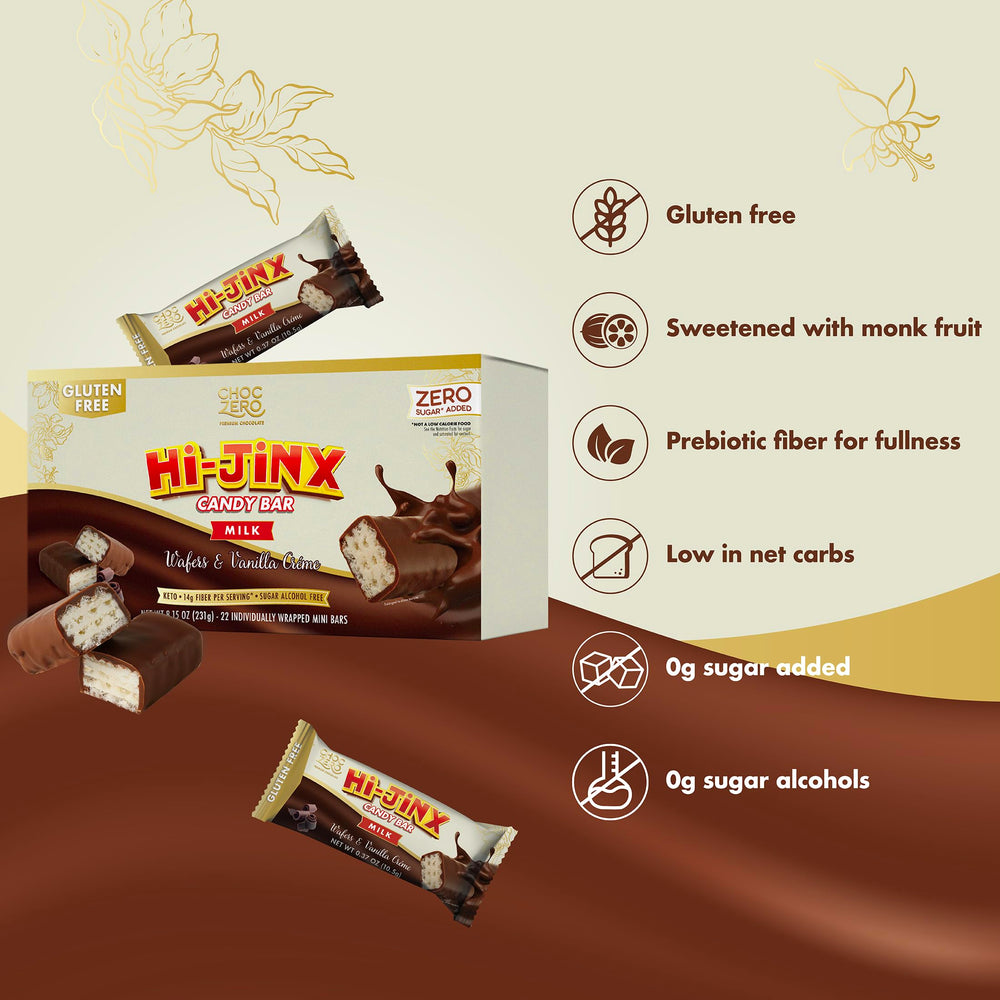 ChocZero Hi-Jinx keto-friendly snack with low net carbs per serving