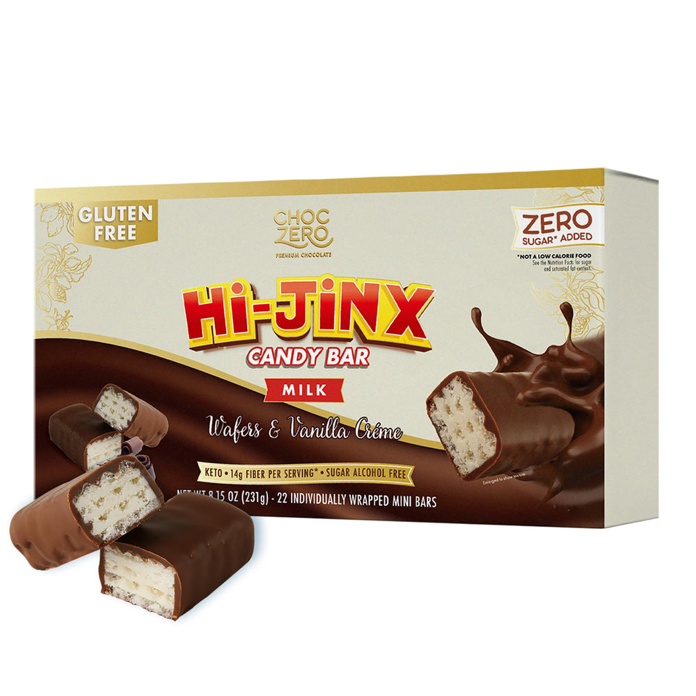 ChocZero Hi-Jinx milk chocolate wafer with crisp layers for gluten-free crunch