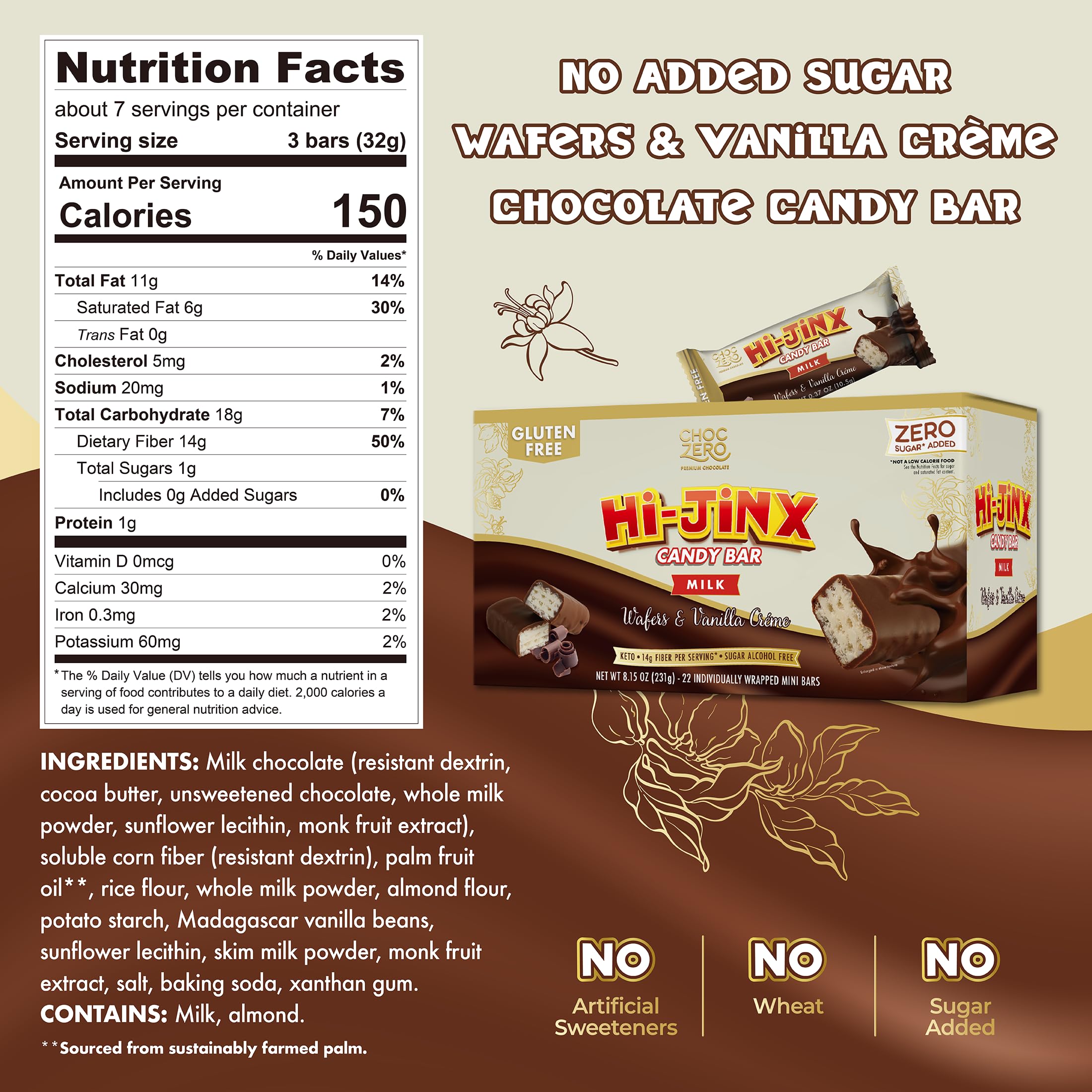 ChocZero Hi-Jinx vanilla crème center for creamy flavor without added sugars