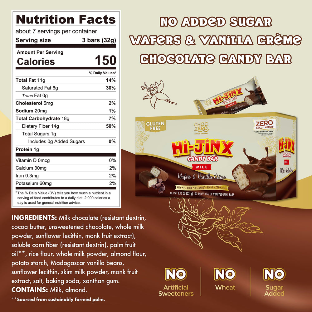 ChocZero Hi-Jinx vanilla crème center for creamy flavor without added sugars