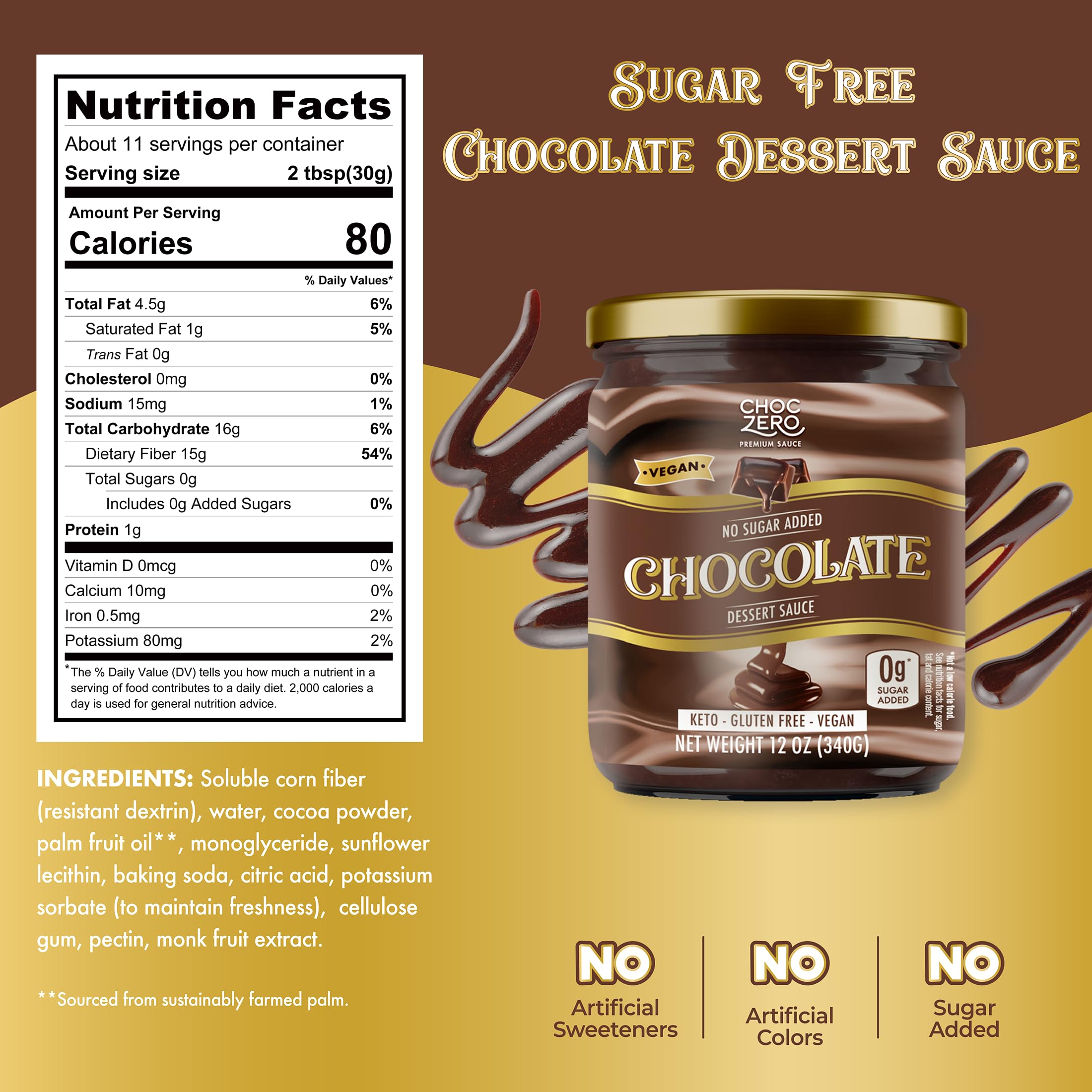 ChocZero hot fudge drizzle on ice cream, creamy texture without artificial sweeteners.