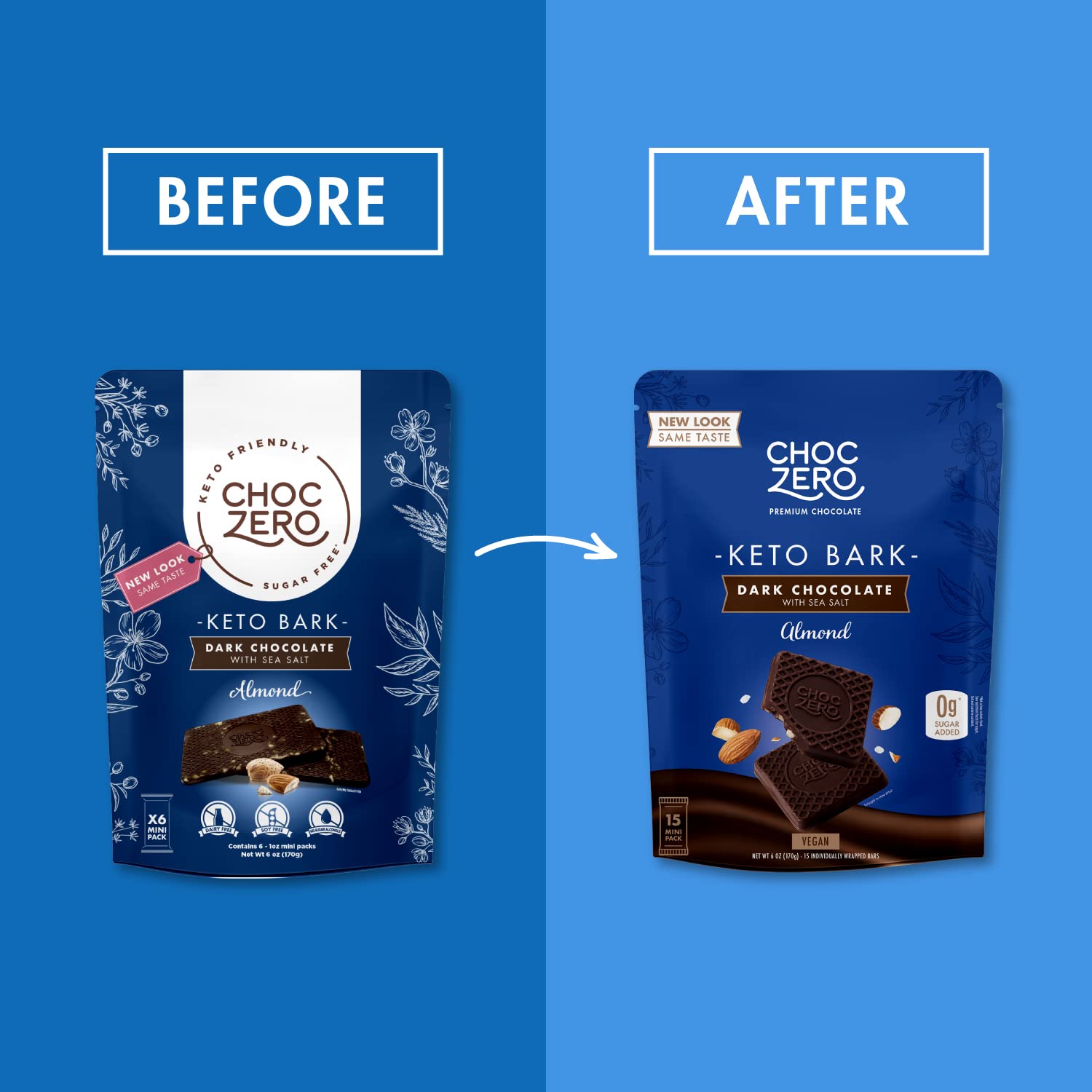 ChocZero Keto Bark ingredients closeup highlights monk fruit sweetness and fiber-rich chocolate