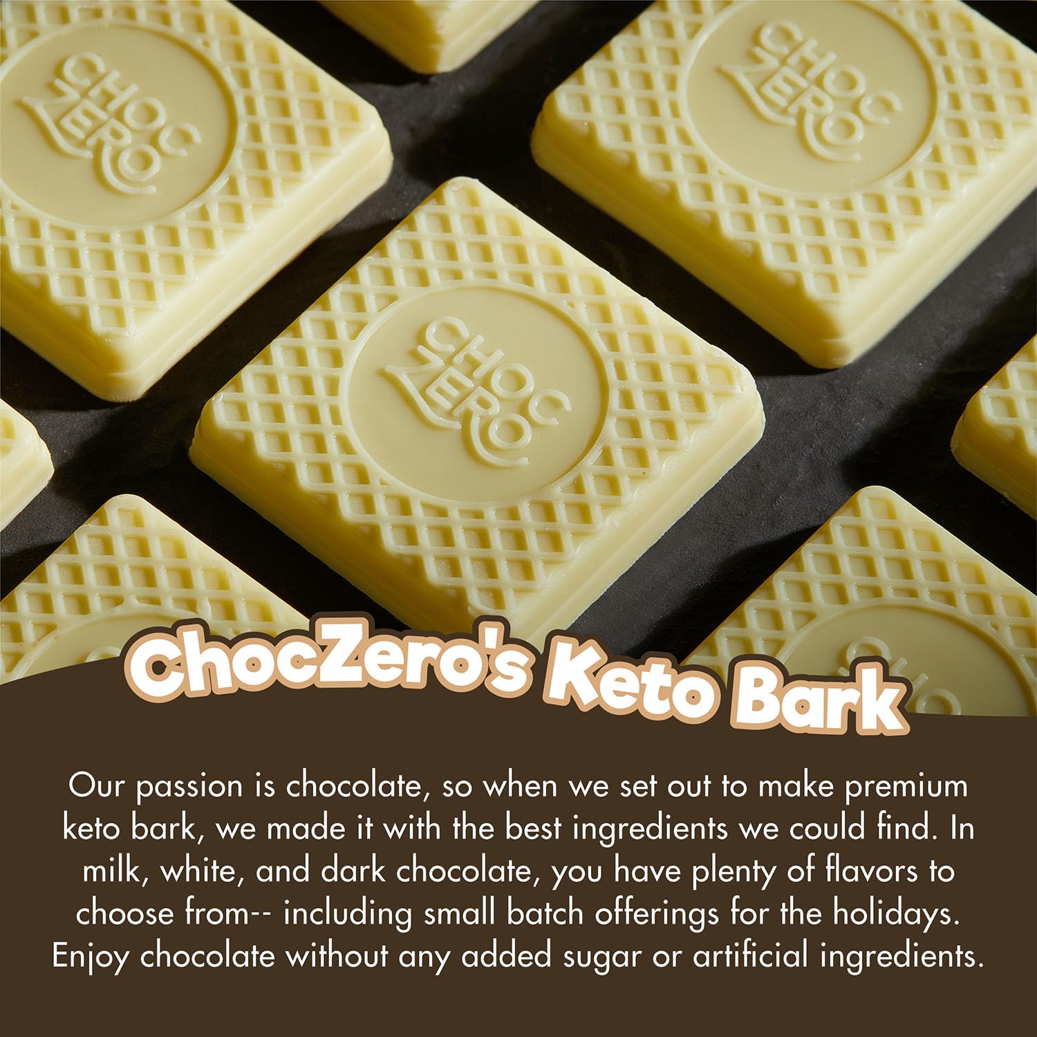 ChocZero Keto Bark monk fruit sweetener note highlights natural flavor.