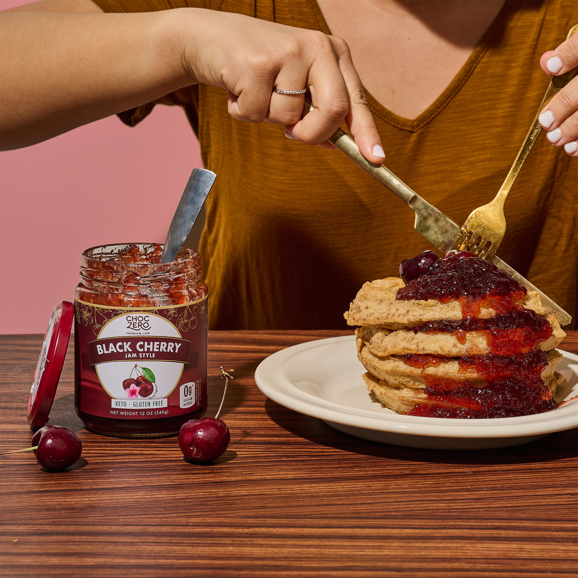 ChocZero Keto Black Cherry Jam crafted in small-batch monk fruit sweetness.