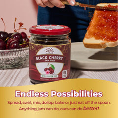 ChocZero Keto Black Cherry Jam served with waffles for keto breakfast.