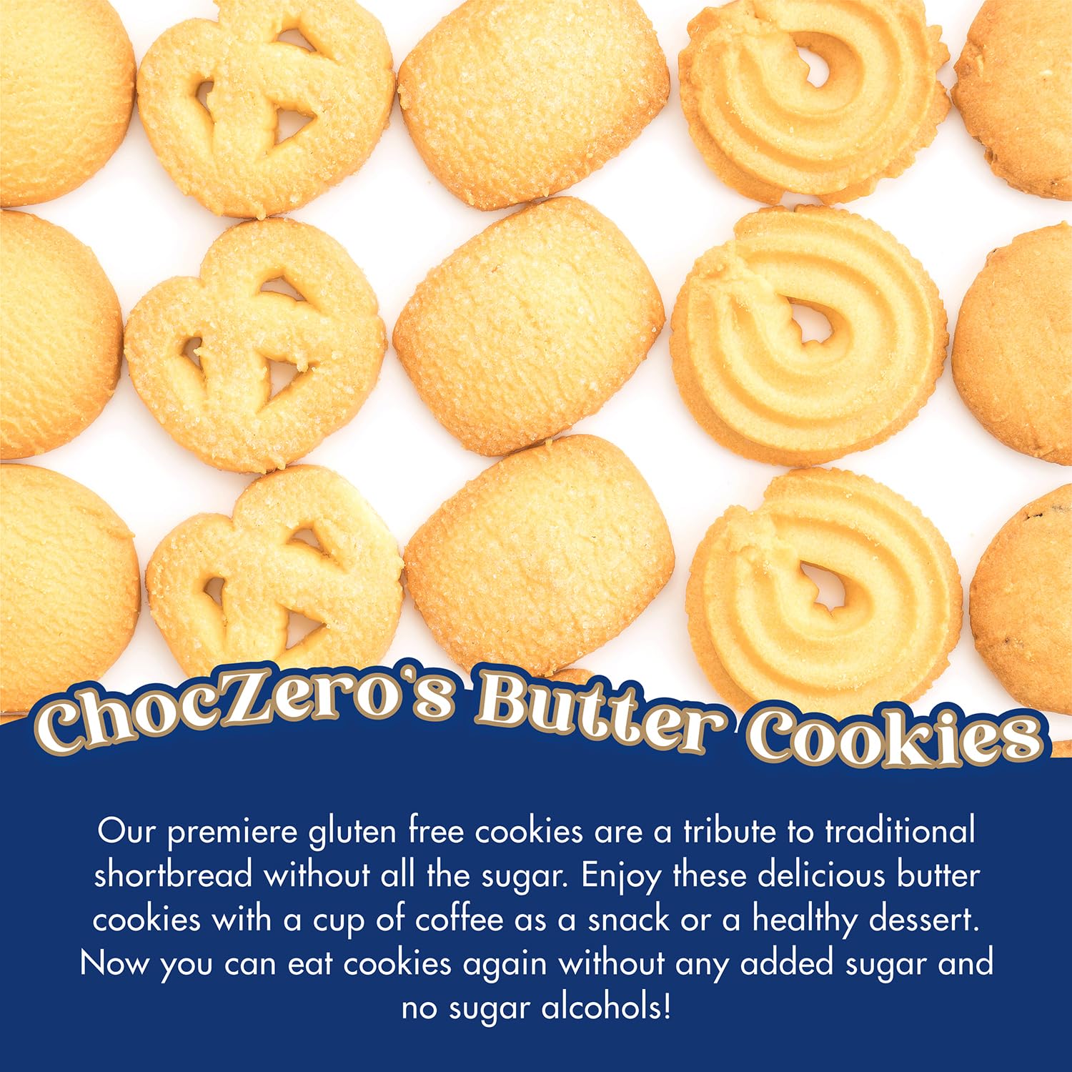 ChocZero Keto Butter Cookies close-up shows buttery shortbread texture.