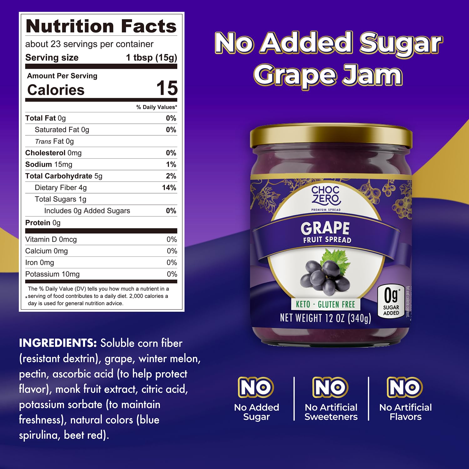 ChocZero keto grape jam on toast spreads smoothly for quick low-carb snacks.