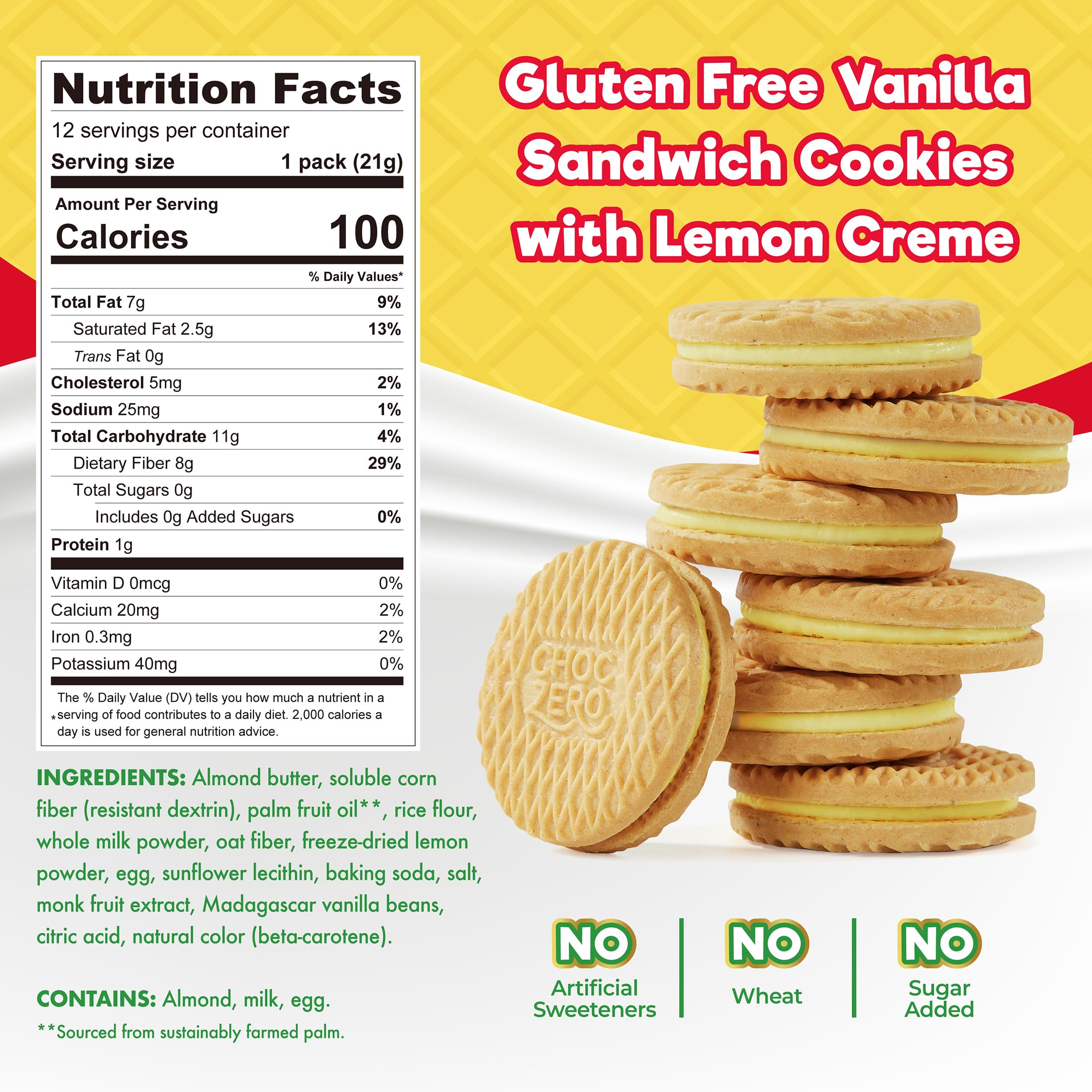 Close-up of Lemon Dunkies cookies with lemon creme; gluten-free crunch