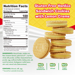 Close-up of Lemon Dunkies cookies with lemon creme; gluten-free crunch