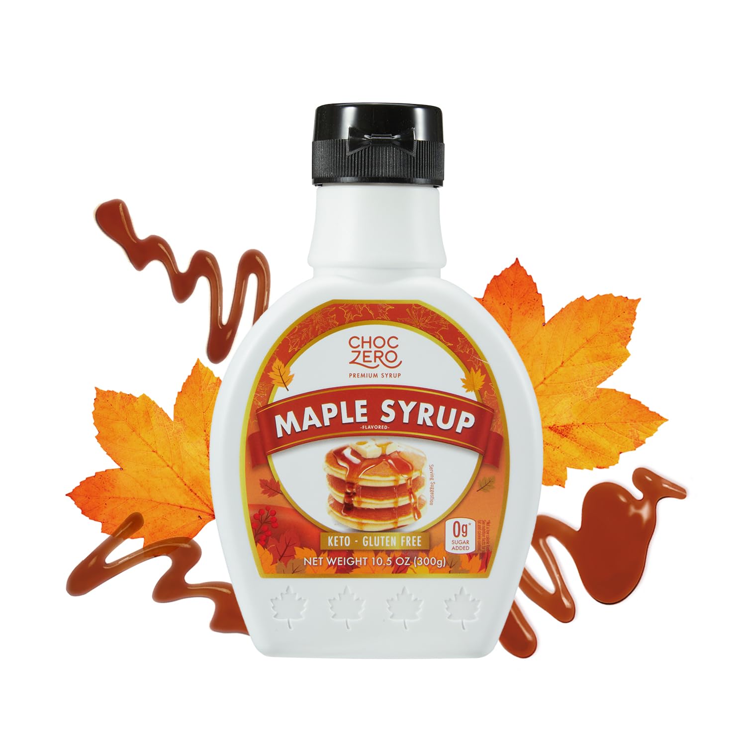ChocZero maple syrup bottle, sugar-free and gluten-free, ideal for keto-friendly breakfasts.