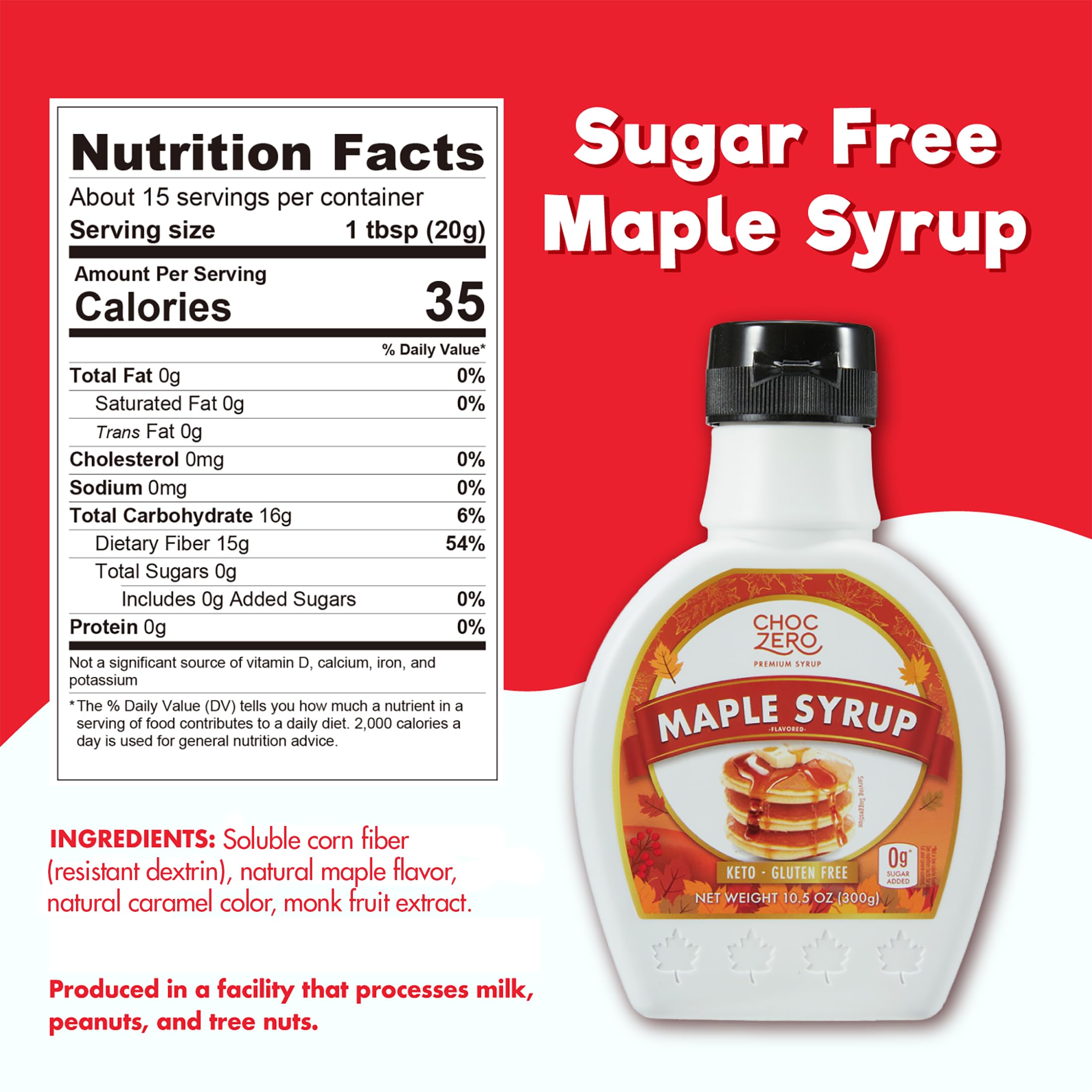 ChocZero maple syrup pour close-up, thick texture without sugar alcohols.