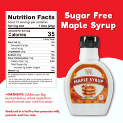 ChocZero maple syrup pour close-up, thick texture without sugar alcohols.