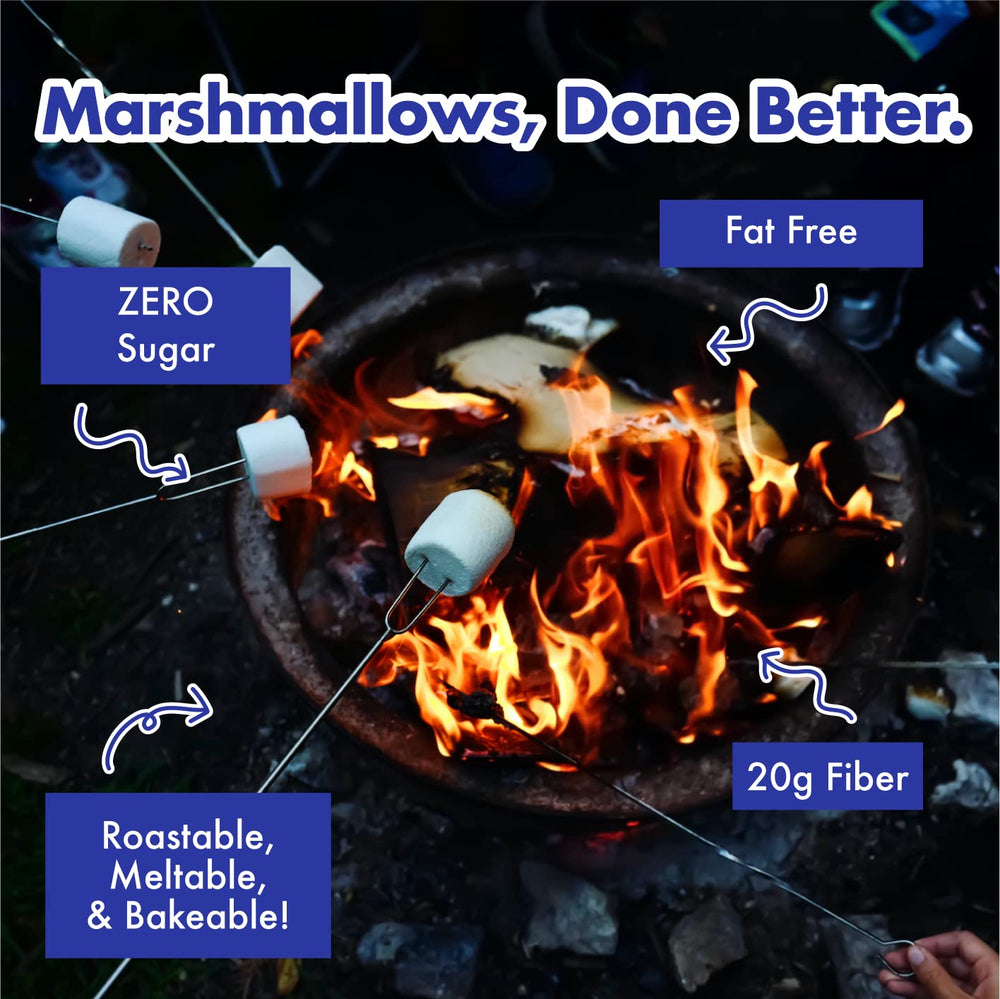 ChocZero marshmallows on plate—high-fiber, low-carb snack.