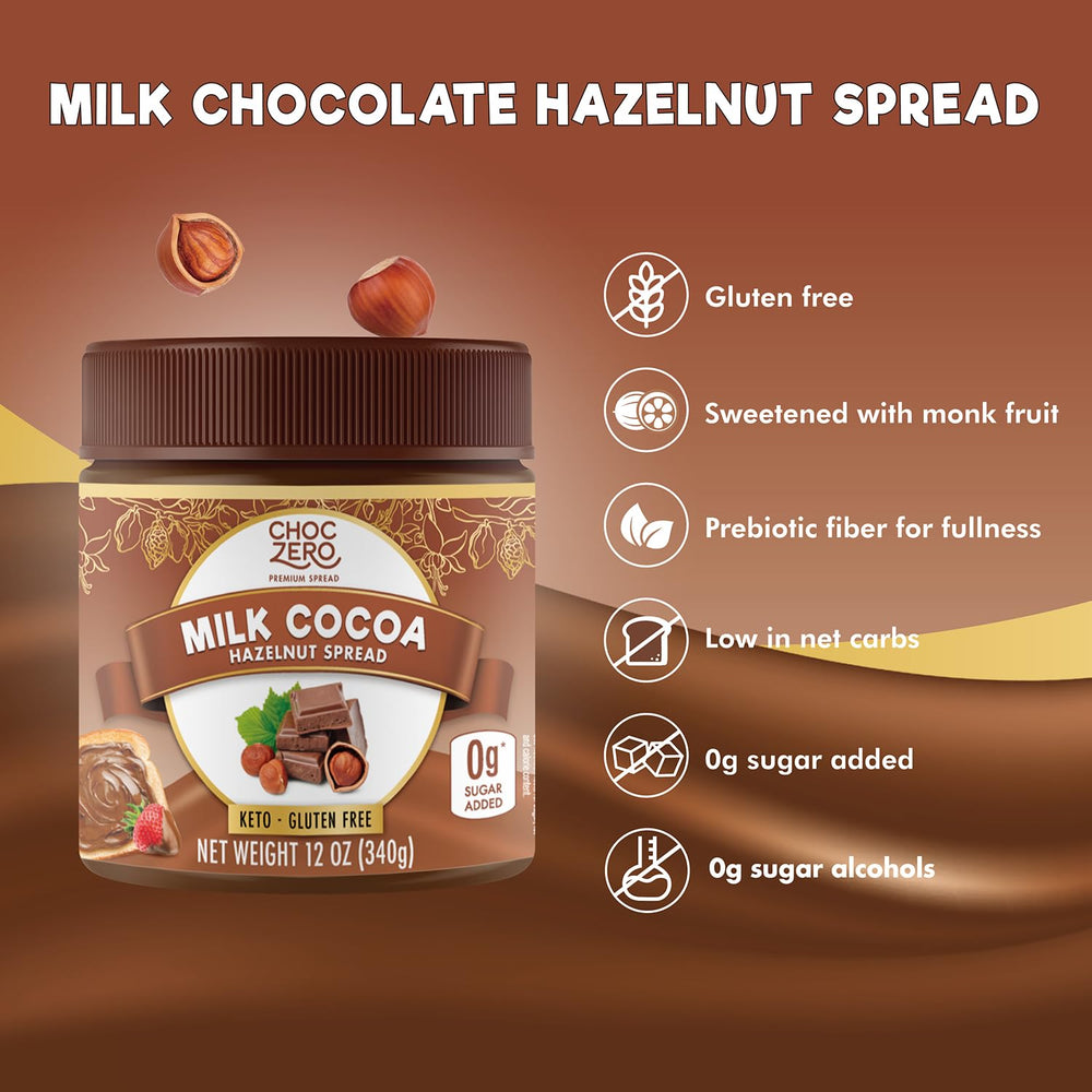 ChocZero spread on pancakes, keto-friendly topping with gluten-free appeal.