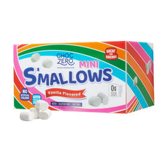 ChocZero Mini Marshmallows bag open, showcasing sugar-free option ideal for keto-friendly baking.