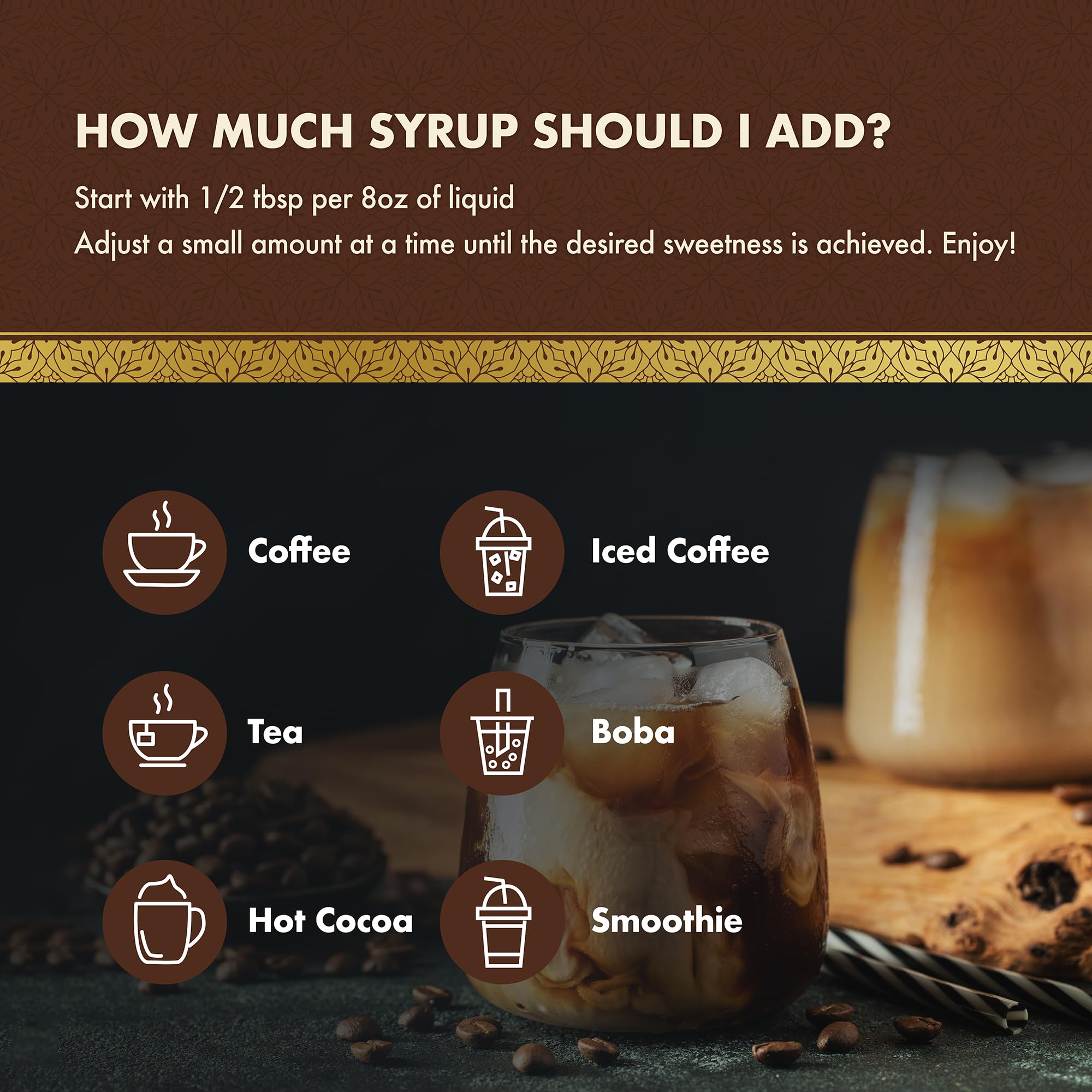 ChocZero Mocha Syrup latte scene suggests versatile flavor addition.