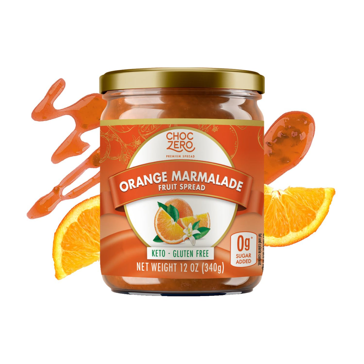 ChocZero orange marmalade jar with zero sugar for keto breakfasts.