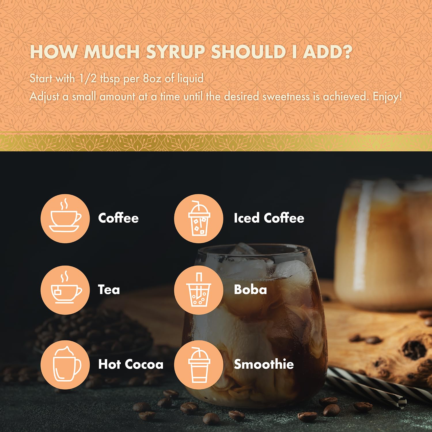 ChocZero Peach Flavoring Syrup dessert drizzle on baked goods
