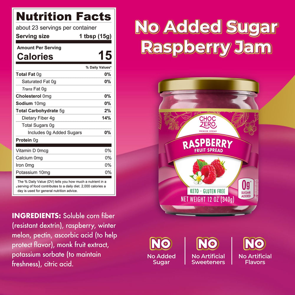 ChocZero Raspberry Jam on toast, keto-friendly breakfast option.
