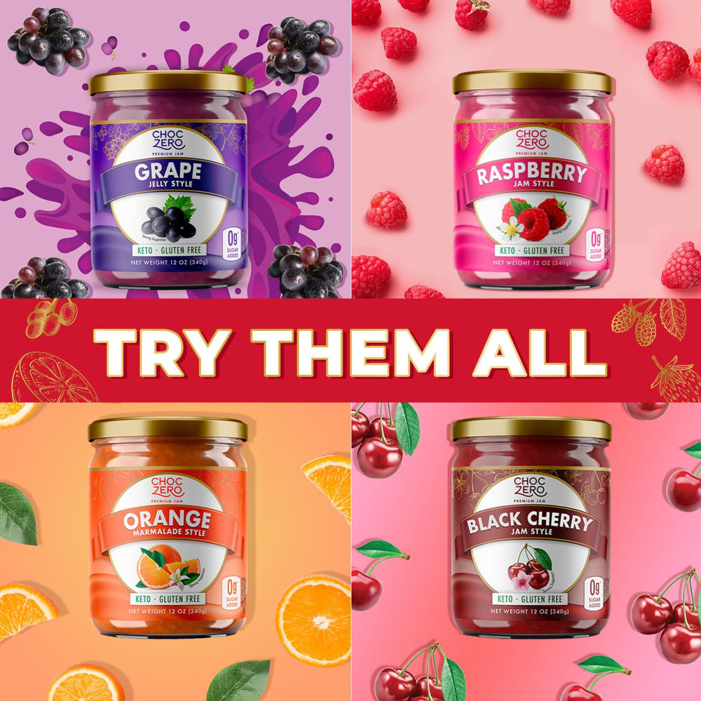 ChocZero Strawberry Spread gluten-free label on the jar